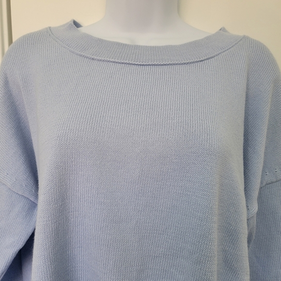 J Jill Perfect Spring Sweater Light Blue Knit Boat Neck Long Sleeve Size S - Picture 2 of 9